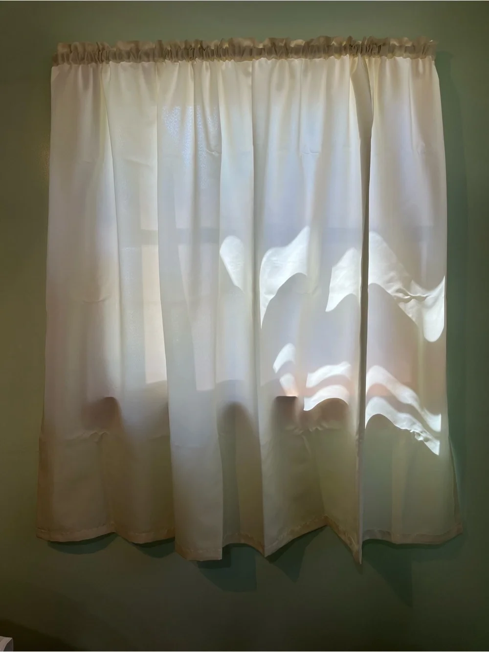 Two Cream Rod-Pocket Window Curtain Panel- 50 inch length